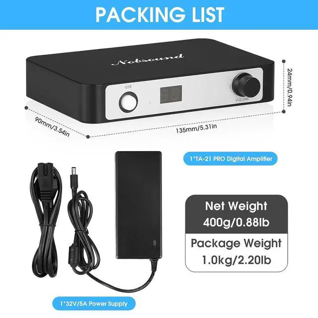 Alt view image 7 of 7 - TA-21 PRO 2 Channel Bluetooth Amp Receiver 300W x 2, TPA3255 Stereo Digital Amplifier with DSP for Wired Speakers and Home Audio System