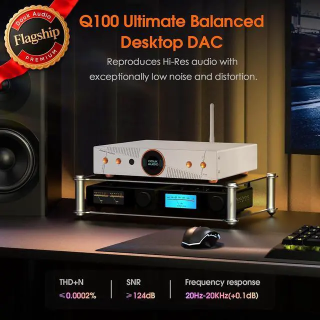 Alt view image 2 of 7 - Q100 Balanced DAC: AK4499EX & AK4191 Hi-Res DAC (PCM 768kHz/32-bit & DSD512) - Bluetooth 5.1 LDAC - XLR/RCA Outputs for Audiophiles & Studio Use