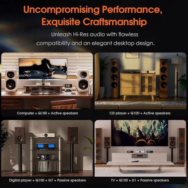 Alt view image 6 of 7 - Q100 Balanced DAC: AK4499EX & AK4191 Hi-Res DAC (PCM 768kHz/32-bit & DSD512) - Bluetooth 5.1 LDAC - XLR/RCA Outputs for Audiophiles & Studio Use