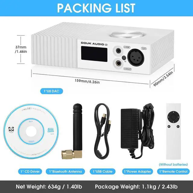 Alt view image 6 of 7 - U8 HiFi Dual ES9038Q2M Bluetooth 5.0 Balanced DAC XMOS USB Decoder, Supports DSD512, LDAC, and 32Bit/768kHz for Home Audio and Studio Use