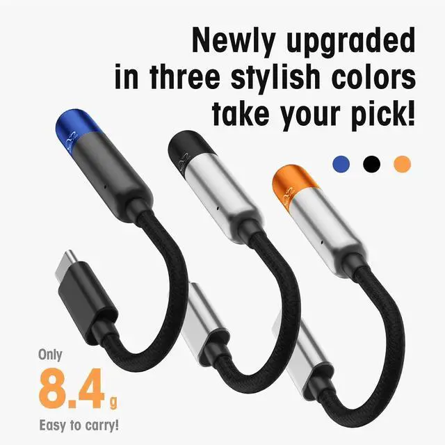 Alt view image 3 of 7 - UA MINI USB C DAC to 3.5mm Audio Adapter Portable DAC Headphone Amplifier with LED Light Audio Cables High Resolution 32bit/384Khz for Android/iOS/Windows/Mac (Black)