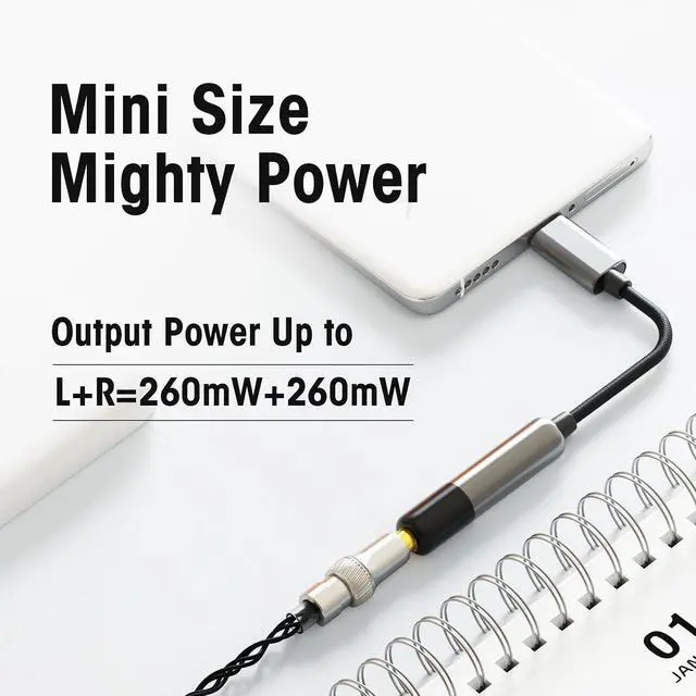 Alt view image 2 of 7 - UA MINI USB C DAC to 3.5mm Audio Adapter Portable DAC Headphone Amplifier with LED Light Audio Cables High Resolution 32bit/384Khz for Android/iOS/Windows/Mac (Black)