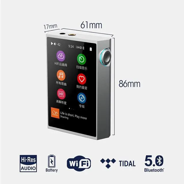 Alt view image 5 of 7 - M1 Plus Protable Hi-Fi Music Player M1Plus High-Definition Lossless MP3 Player ES9069Q DAC Dual SGM8262 Amplifier PCM768 DSD512 Bluetooth 5.2 LDAC WiFi DLNA Airplay Silver