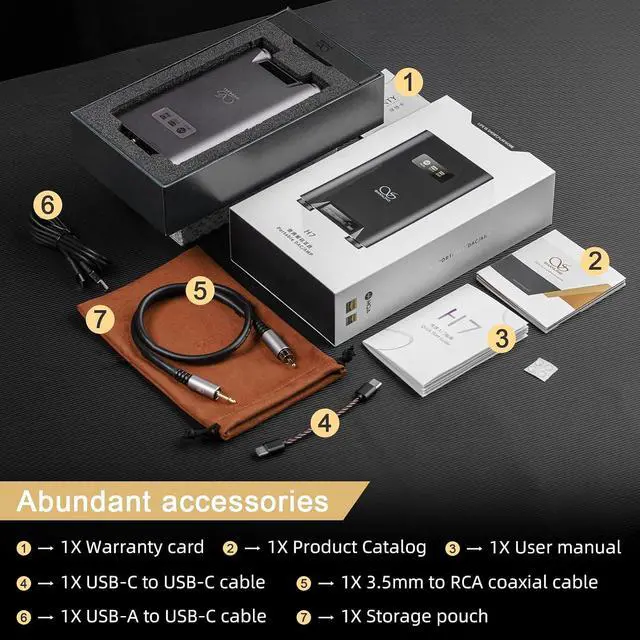 Alt view image 5 of 5 - H7 Desktop DAC/Headphone Amplifier,Balanced Portable HiFi Music Player,AK4191EQ+AK4499EX DAC,768kHz/32bit DSD512,MQA Full Decoder,3.5/4.4/6.35mm,Optical/USB/Coaxial/Bluetooth 5.0 (Black)