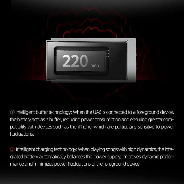 Alt view image 7 of 7 - USB DAC UA6 Portable Headphone Amplifier, CS43131x4 DAC, 768kHz/32bit DSD512, 1.3IN Display, for Android/iOS/Mac/Windows, 3.5/4.4mm/SPDIF Output, Up to 361mW@32 Output (Grey)