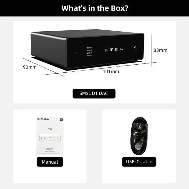 Alt view image 7 of 7 - D1 Hi-Res Audio Dac Rohm BD34352EKV chip Touch Control RCA ouput 768kHz/32bit DSD512 THD+N 0.00038%, Audio DAC Dual USB/Optical/Coaxial Input SNR126dB for Phone/pad/PC/TV/DVD Home Desktop DAC