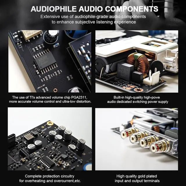 Alt view image 5 of 7 - VMV A1 PRO Gallium Nitride Power Amplifer chip PGA2311 Stereo Pure Power Amp Mode XLR(Mono)/RCA Input AMP, SNR 109dB HiFi Amp, Latest GaN Power Tubes, 2100mV/22 Hi-Res AMP with Remote Control