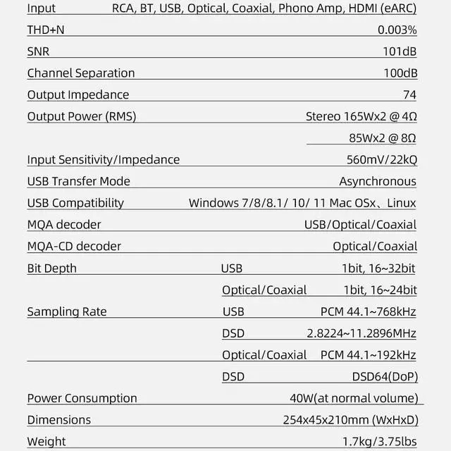 Alt view image 7 of 7 - AL400 All-in-One Hi-Fi Decoder/Preamp/Phono Power Amp TPA3255 amp & CS43141 dac chip Full MQA, MM & MC Cartridge HDMI(eARC),for TV Home theater Subwoofer Desktop Bookshelf passive speakers(Black)