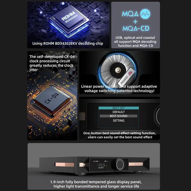 Alt view image 3 of 7 - V.M.V D2R MK2 (Upgraded) Hi-Res USB DAC, ROHM BD34302EKV Chip XMOS XU316 DSD512 PCM 32bit/768kHz, Desktop Audio Decoder, Bluetooth 5.4 LDAC, MQA/MQA-CD Full Decoding, with Remote Control