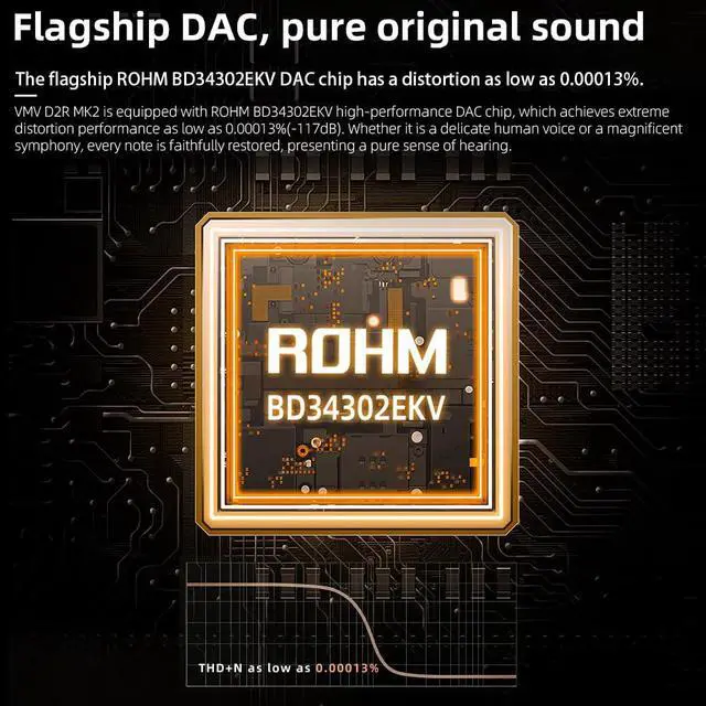 Alt view image 4 of 7 - V.M.V D2R MK2 (Upgraded) Hi-Res USB DAC, ROHM BD34302EKV Chip XMOS XU316 DSD512 PCM 32bit/768kHz, Desktop Audio Decoder, Bluetooth 5.4 LDAC, MQA/MQA-CD Full Decoding, with Remote Control