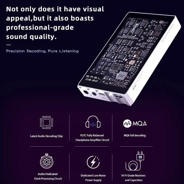Alt view image 5 of 7 - DS20 Portable DAC Headphone Amplifier CS43131 Chip 32bit/768kHz 256DSD PLFC Fully Balanced Headphone Amp Magnetic Decoder USB1.1 for Switch & PS5 Hi-res Audio Amp MQA 3.5/4.4mm Headphone Jack