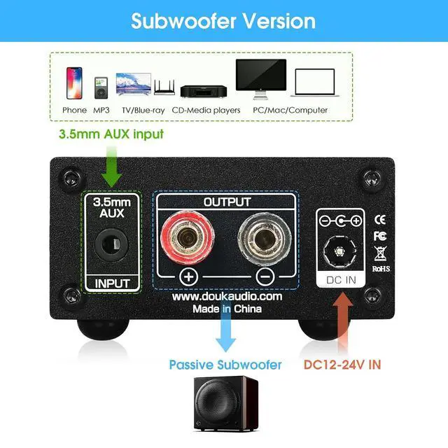 Alt view image 6 of 7 - 100W Subwoofer Digital Power Amplifier Audio Mini Amp (Black)