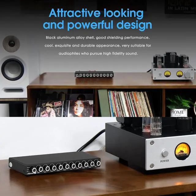 Alt view image 5 of 7 - 9-Band Stereo EQ Preamp: HiFi Equalizer Audio Processor with Tone Controls | 111dB SNR | 0.001% THD | 2 RCA in/Out | for Home Stereo Audiophiles (EQ9)