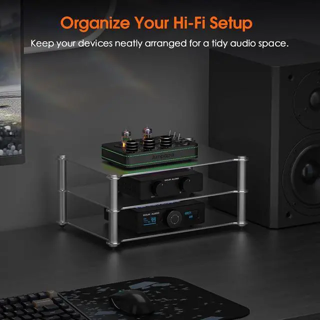 Alt view image 2 of 7 - Aluminum Audio Rack Stand: Multi Layer Desktop HiFi Shelf for Amplifier Preamp DAC Ventilated Modular Storage Rack CNC Build Home Studio Setup