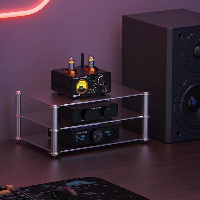 Alt view image 7 of 7 - Aluminum Audio Rack Stand: Multi Layer Desktop HiFi Shelf for Amplifier Preamp DAC Ventilated Modular Storage Rack CNC Build Home Studio Setup