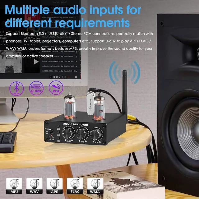Alt view image 3 of 7 - P6 MINI HiFi Vacuum Tube Preamp Bluetooth Stereo Audio Pre-Amplifier Tone Control