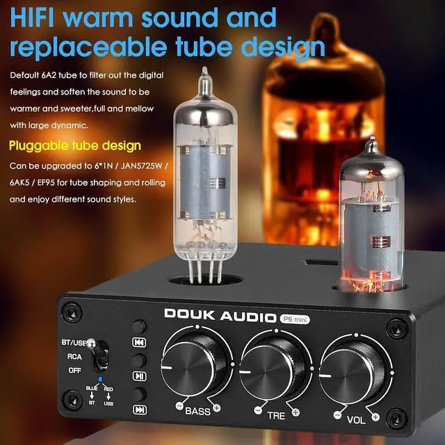Alt view image 4 of 7 - P6 MINI HiFi Vacuum Tube Preamp Bluetooth Stereo Audio Pre-Amplifier Tone Control