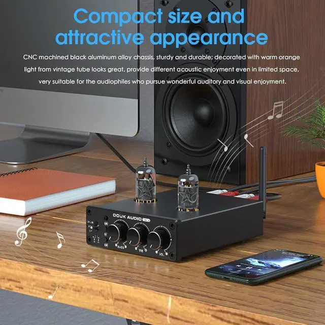Alt view image 6 of 7 - P6 MINI HiFi Vacuum Tube Preamp Bluetooth Stereo Audio Pre-Amplifier Tone Control