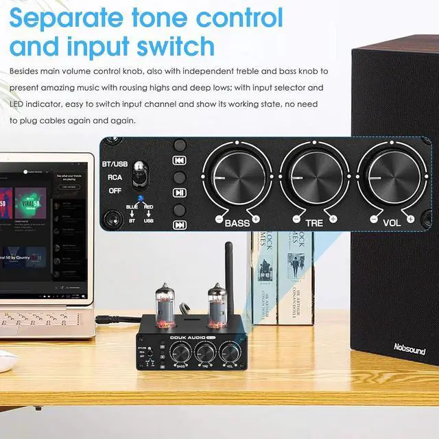 Alt view image 5 of 7 - P6 MINI HiFi Vacuum Tube Preamp Bluetooth Stereo Audio Pre-Amplifier Tone Control