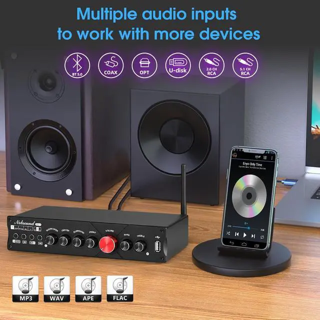 Alt view image 3 of 7 - HiFi 5.1 Channel Bluetooth Amplifier Stereo Home Theater Power Amp Subwoofer Amp