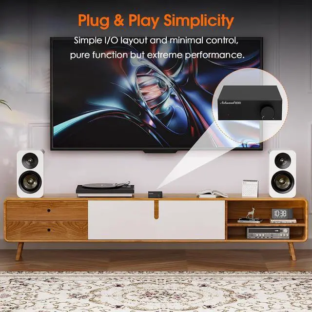 Alt view image 5 of 7 - 2-Channel Mini Stereo Amplifier: 60W x 2 HiFi Class D Amp with TPA3116 & 19V Power Adapter for Home Theater & Bookshelf Speakers (NS-06G)