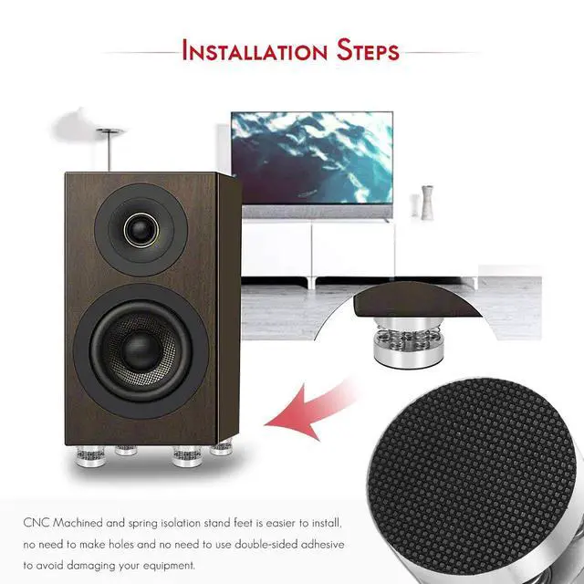 Alt view image 4 of 7 - Nobsound 4PCS Silver Aluminum Spring Speakers Spikes Isolation Stand for HiFi Amplifier/Speaker/Turntable/Player