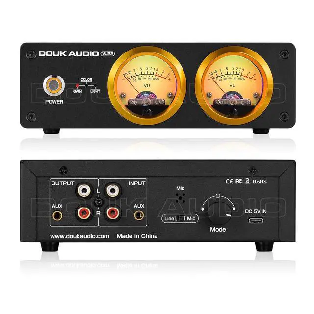 Alt view image 3 of 7 - VU22 Dual Analog VU Meter Display DB Panel MIC+LINE Sound Level Meter (Black)