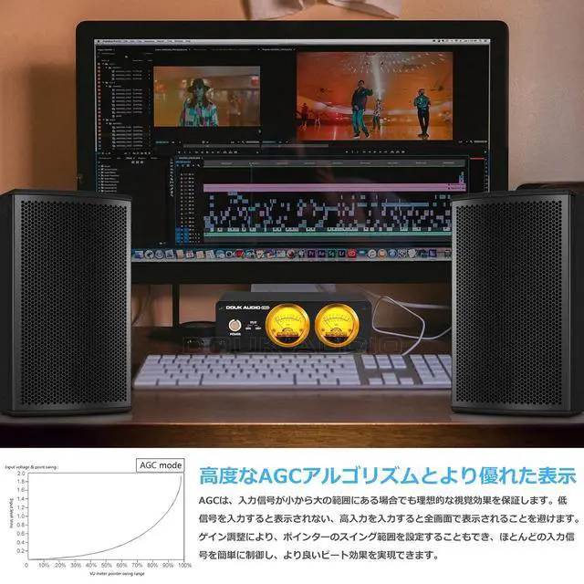 Alt view image 6 of 7 - VU22 Dual Analog VU Meter Display DB Panel MIC+LINE Sound Level Meter (Black)