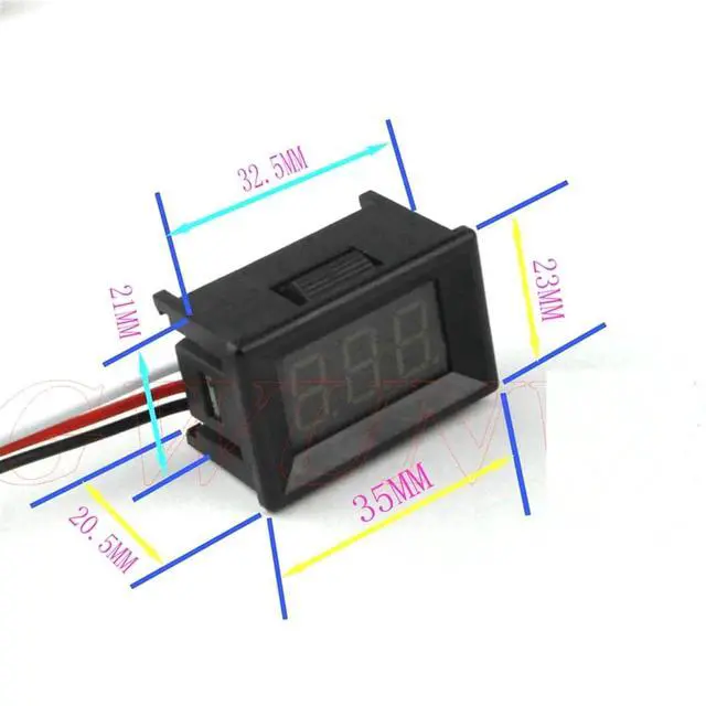 Alt view image 3 of 7 - 0.36" DC Voltmeter 1000V 500V 300V 200V 100V 30V LED Digital Voltage Display Volt Meter Battery Monitor for 5V 12V CAR(Blue,0-1000V 3Wire)