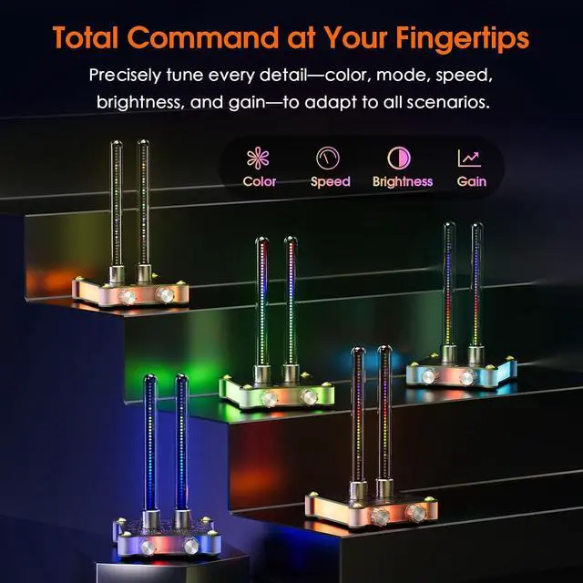 Alt view image 3 of 7 - RGB LED Sound Level: Tube Meter Music Spectrum Display Microphone Pickup Magnetic Design Desktop Set-Up HiFi Gaming Ambient Light for Audiophiles Gift (VU9-MINI)