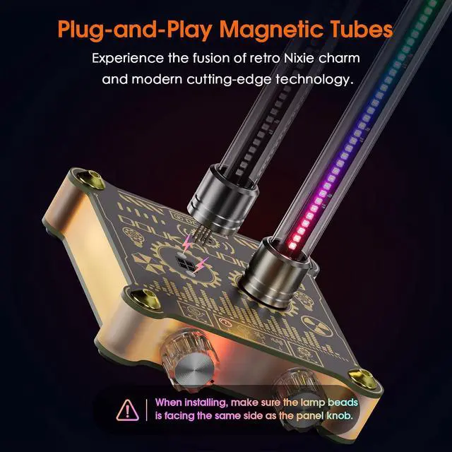 Alt view image 4 of 7 - RGB LED Sound Level: Tube Meter Music Spectrum Display Microphone Pickup Magnetic Design Desktop Set-Up HiFi Gaming Ambient Light for Audiophiles Gift (VU9-MINI)