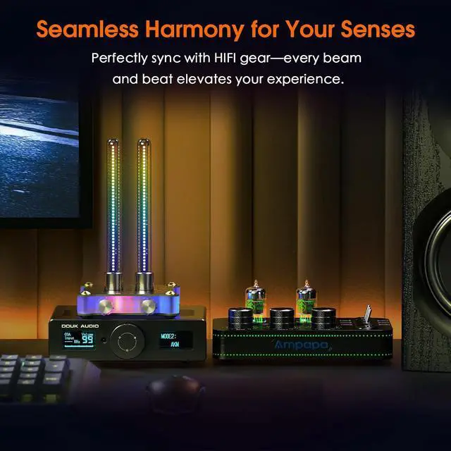 Alt view image 6 of 7 - RGB LED Sound Level: Tube Meter Music Spectrum Display Microphone Pickup Magnetic Design Desktop Set-Up HiFi Gaming Ambient Light for Audiophiles Gift (VU9-MINI)