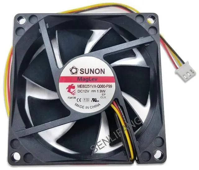 Main image of Well Tested ME80251VX-Q060-F99 DC 12V 1.9W 8025 80x80x25MM 3-Line 8CM Cooling Fan