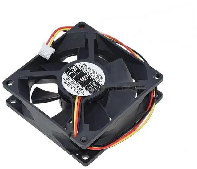 Main image of New 8CM Square Cooling Fan EFC-08E12D-EF05 80x80x25MM 8025 DC 12V 0.4A 3Lines