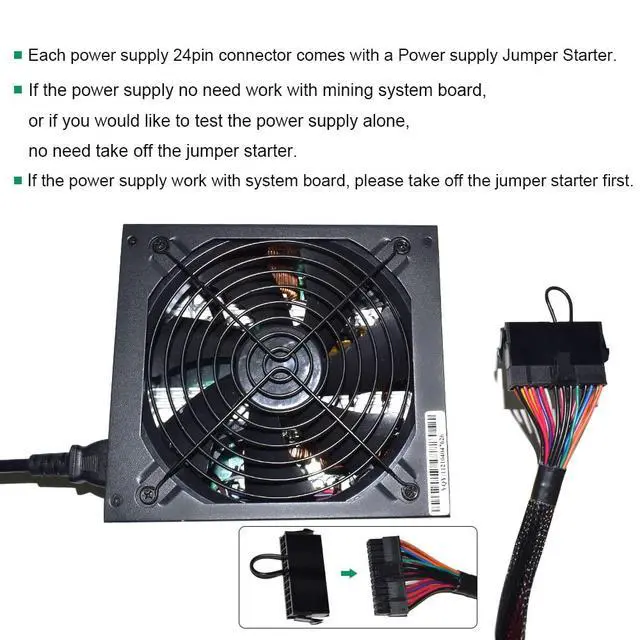 Alt view image 5 of 6 - 1600W Mining Power Supply, ATX PC Antminer PSU Support 6 GPU for Bitmain Ethereum Bitcoin Mining Rig with Auto-Thermally Controlled Fan Supply