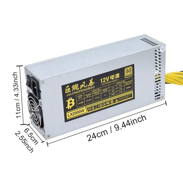Alt view image 2 of 6 - Antminer Bitmain Power Supply 2000W 2U 110V for S9 or L3+ or Z9 Mini or D3 w/ 10 Connectors ETH BTC LTC Mining PSU