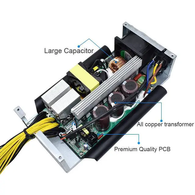 Alt view image 4 of 6 - Antminer Bitmain Power Supply 2000W 2U 110V for S9 or L3+ or Z9 Mini or D3 w/ 10 Connectors ETH BTC LTC Mining PSU