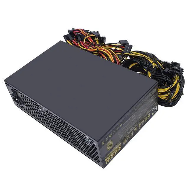 Alt view image 5 of 6 - 3600W ATX Power Supply 110-240V Miner/PC PSU Support 12 GPU Graphics Card for BTC ETH ETC ZEC ZCASH DGB XMR Power Mining