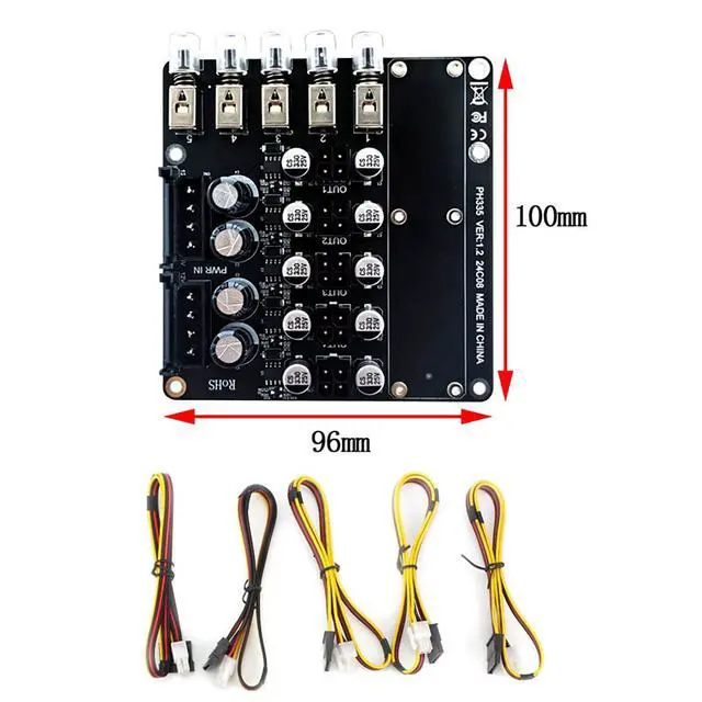 Alt view image 4 of 7 - PH335 5-Way Hard Disk Control Board Computer Host ATX Power 12V 5V Switcher SATA Large 4Pin Power Control Switch