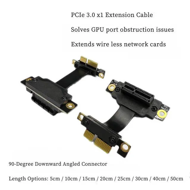 Alt view image 5 of 7 - PCIe 3.0 x1 Riser Extension Cable 90 Degree Reverse PCIe x1 to x1 Adapter with Gold-Plated Connector, Flexible PE Cable for GPU, Sound Card, Network Card (15cm)
