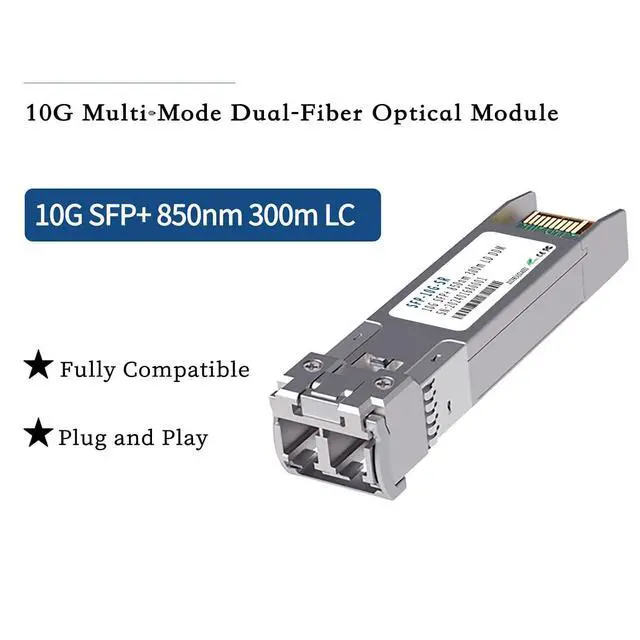 Alt view image 2 of 4 - 10G SFP+ SR Multimode Fiber Optical Module Dual LC Transceiver Wavelengh 850nm Hot-Swappable 300m 10Gbps Fiber Network Adapter Compatible with H3C, Cisco, Mikrotik (Industrial -40°C~+85°C)