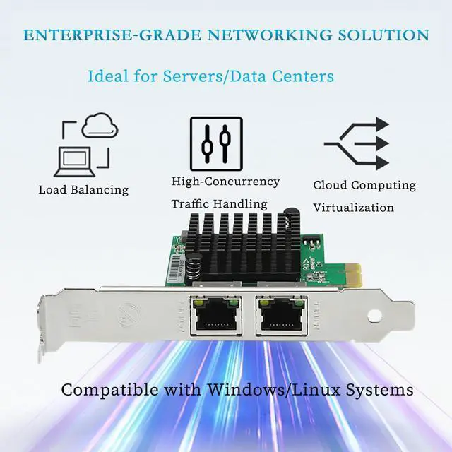 Alt view image 3 of 7 - PCIe x1 to Dual RJ45 Gigabit Server Network Card PI30R21 High-Performance Ethernet Adapter Support SR-IOV, VMDq, VLAN, and Load Balancing, Compatible with Windows/Linux Servers