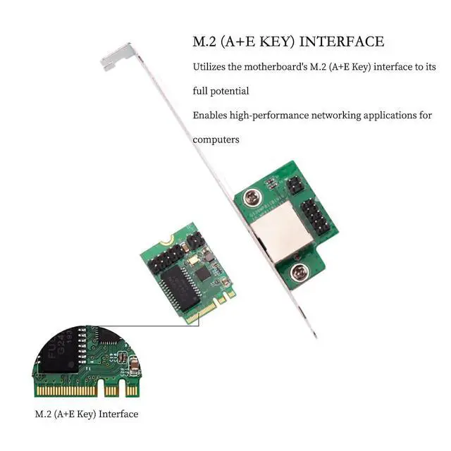 Alt view image 3 of 7 - M.2 (Key A+E) to RJ45 Gigabit Ethernet Adapter 1000Mbps Wired Network Card, PCIe NGFF 2230 LAN Controller with Wake-on-LAN, Compatible with Windows/Linux/Mac OS