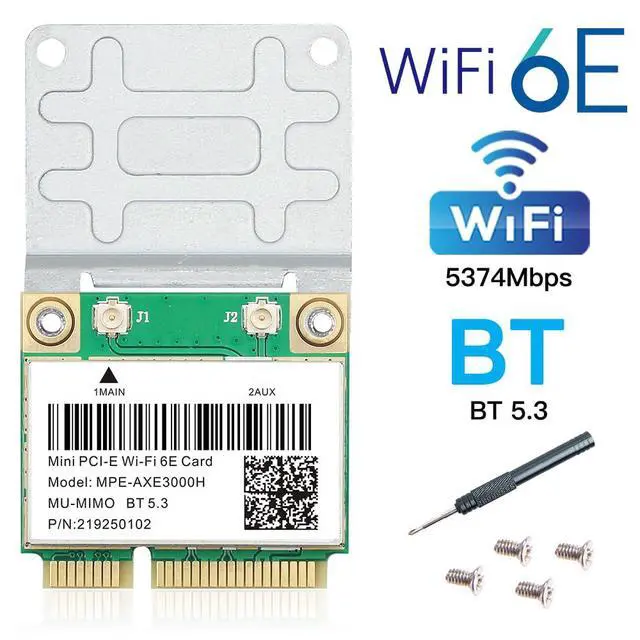 Alt view image 2 of 7 - WiFi 6E Half Mini PCI-E WiFi Network Card 802.11AX AC MPE-AXE3000H 2.4GHz 5GHz 6GHz 5400Mbps Wireless Card BT5.3 MU-MIMO mini PCIe Wi-Fi 6E Adapter OFDMA vPro for Windows 10/11 PC Laptops