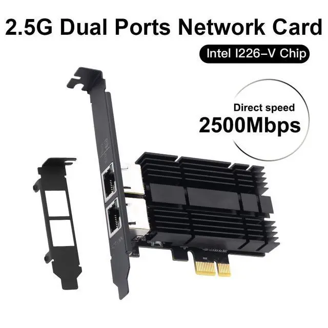 Alt view image 2 of 7 - 2.5gb Network Card, Dual Port PCIe Ethernet Network Adapter to 2.5 Gigabit RJ45 LAN WiFi Card NIC Compatible with Intel I226 2500Mbps for Windows/Linux/Mac OS for Desktop Workstation Server NAS