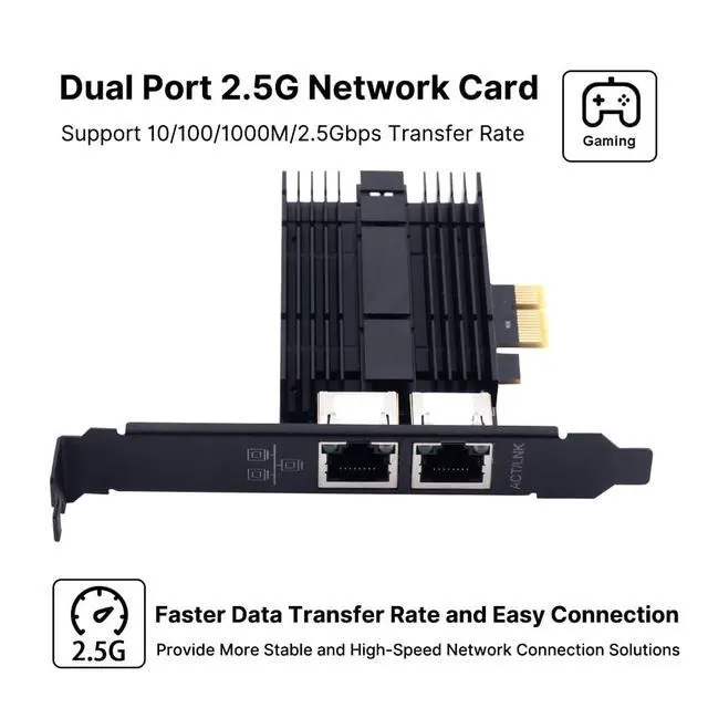 Alt view image 3 of 7 - 2.5gb Network Card, Dual Port PCIe Ethernet Network Adapter to 2.5 Gigabit RJ45 LAN WiFi Card NIC Compatible with Intel I226 2500Mbps for Windows/Linux/Mac OS for Desktop Workstation Server NAS