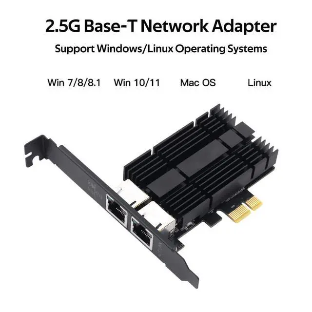Alt view image 5 of 7 - 2.5gb Network Card, Dual Port PCIe Ethernet Network Adapter to 2.5 Gigabit RJ45 LAN WiFi Card NIC Compatible with Intel I226 2500Mbps for Windows/Linux/Mac OS for Desktop Workstation Server NAS