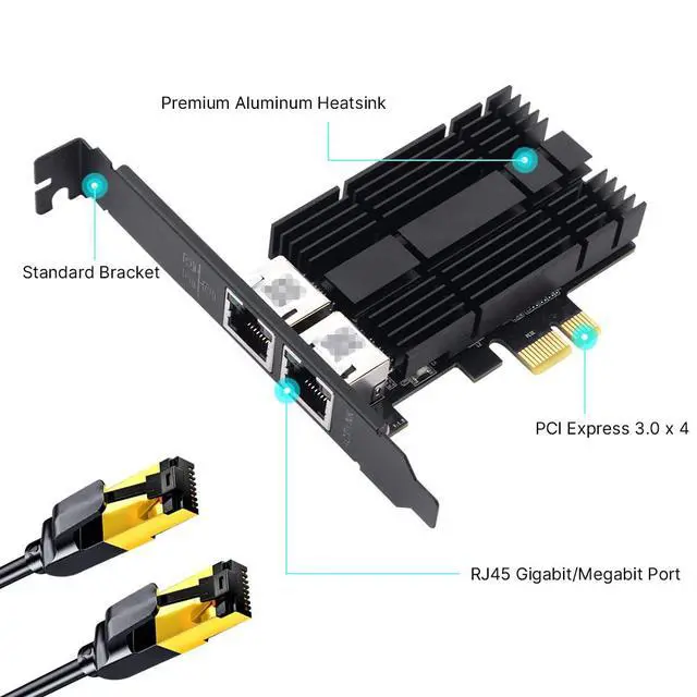 Alt view image 6 of 7 - 2.5gb Network Card, Dual Port PCIe Ethernet Network Adapter to 2.5 Gigabit RJ45 LAN WiFi Card NIC Compatible with Intel I226 2500Mbps for Windows/Linux/Mac OS for Desktop Workstation Server NAS