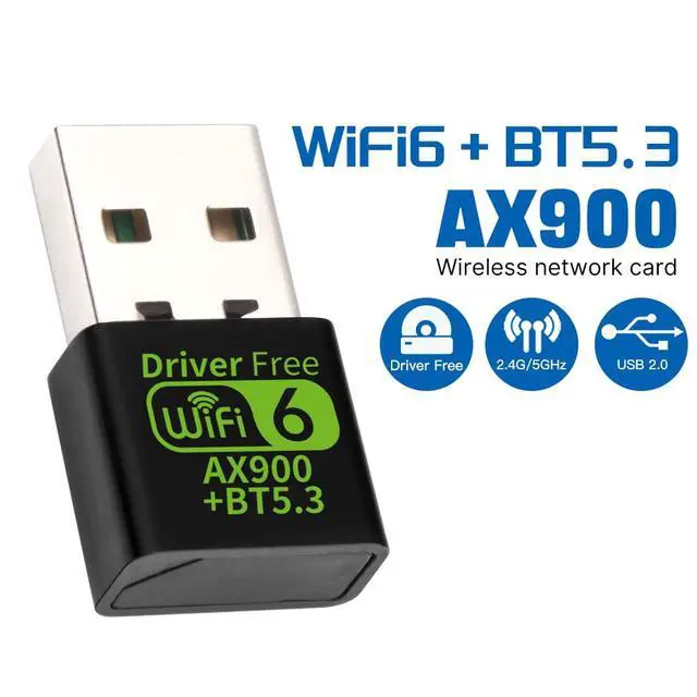Alt view image 2 of 7 - AX900 USB WiFi 6 Adapter with Bluetooth 5.3, RTL8851BU Chip, Dual-Band 2.4GHz/5GHz up to 900Mbps, 802.11ax Wireless Network Card for PC Gaming Office