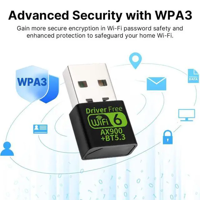 Alt view image 6 of 7 - AX900 USB WiFi 6 Adapter with Bluetooth 5.3, RTL8851BU Chip, Dual-Band 2.4GHz/5GHz up to 900Mbps, 802.11ax Wireless Network Card for PC Gaming Office